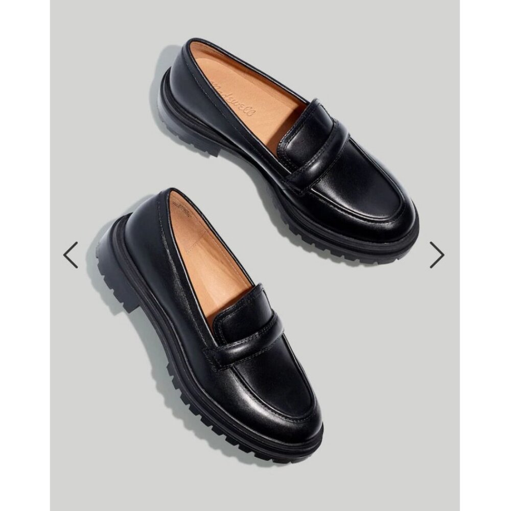 Madewell $158 The Bradley Lugsole Loafer in Black Leather Size 9 NG674
